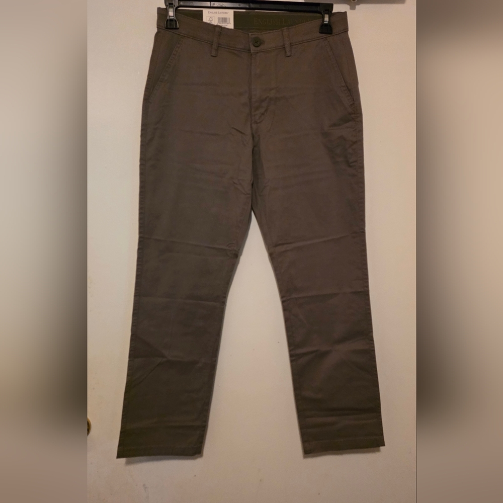 English Laundry Men's Dark Green Khaki Chinos